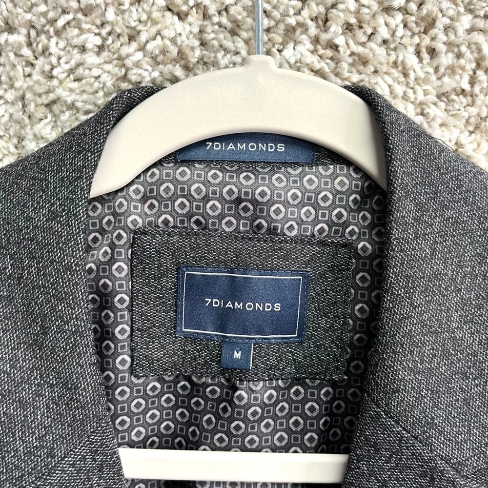 7 Diamonds Blazer Men's Medium Kent‎ Charcoal Gray 2-Button Stretch Suit Jacket